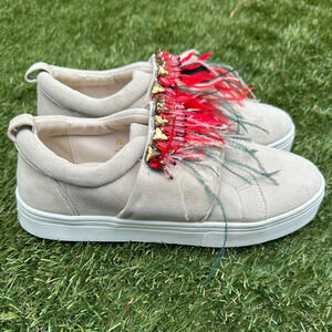 Sam Edelman Lelani Suede Embellished Gemstone Feather Boho Western Sneakers 9.5